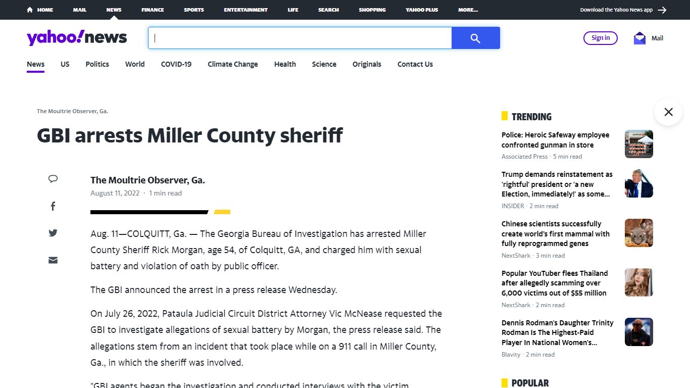 GBI arrests Miller County sheriff - news.yahoo.com